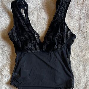 Elegant Black Lace Women's Bodysuit.